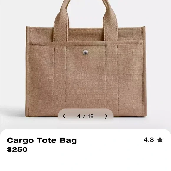 Coach Tan Cargo Tote with Embroidered Logo - Picture 2 of 9